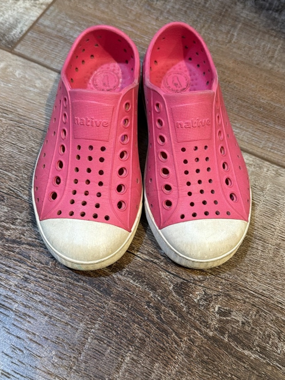 Native Kids Slip-On Water Shoes in Bright Pink with White Toe